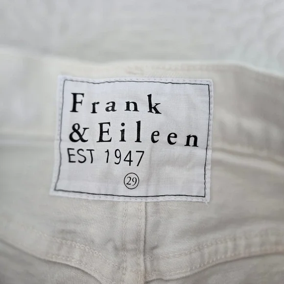 Frank & Eileen Monaghan High Rise Straight Leg Jeans Cream Raw Hem 29 - Picture 11 of 11